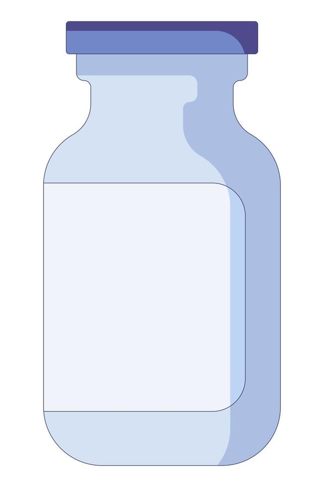 Little medical ampoule for injections in hospital centre in a flat style isolated on a white background. vector