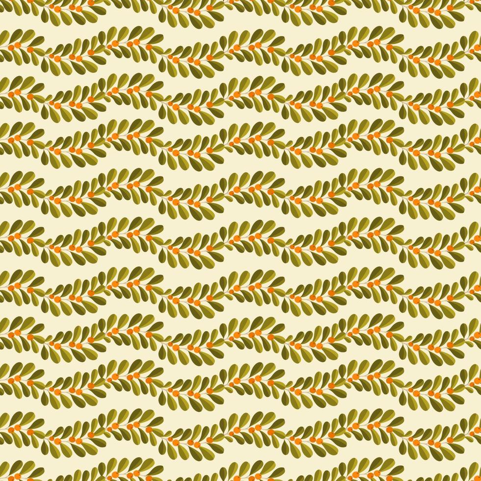 Seamless pattern branch leaves.Nature background horizontal strip plant. vector