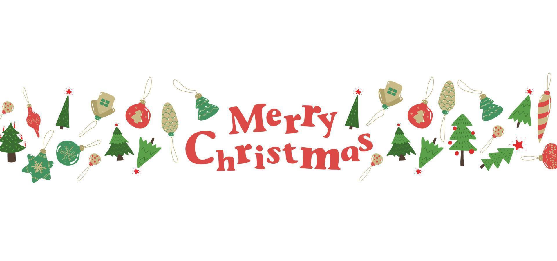 Merry Christmas template for Post card with illustrations vector