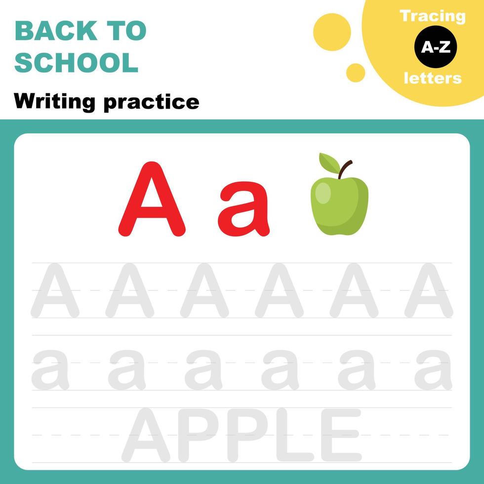 Tracing alphabet letters, pre-k writing practice printable worksheet vector