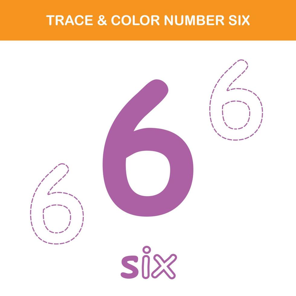 Trace and color number printable worksheet vector