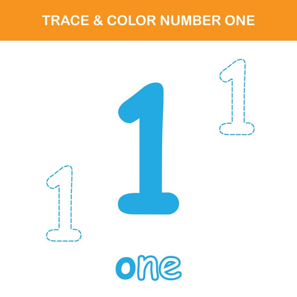 Trace and color number printable worksheet vector