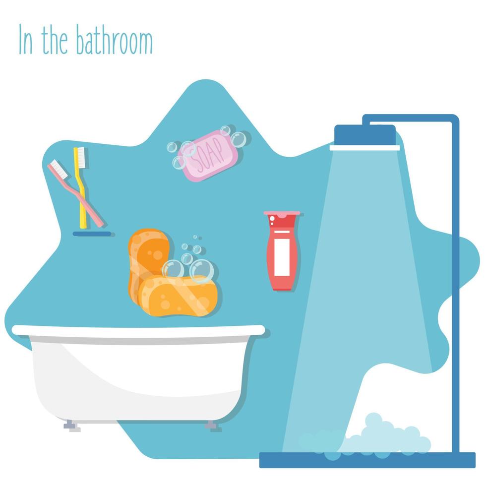 Set of bathroom illustrations vector