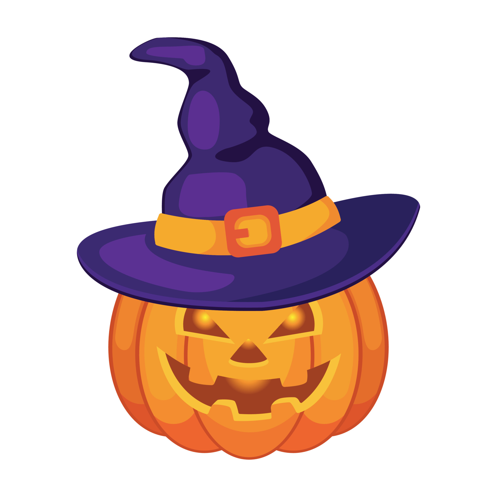 Halloween pumpkin lantern in purple witch hat illustration 3788773 ...