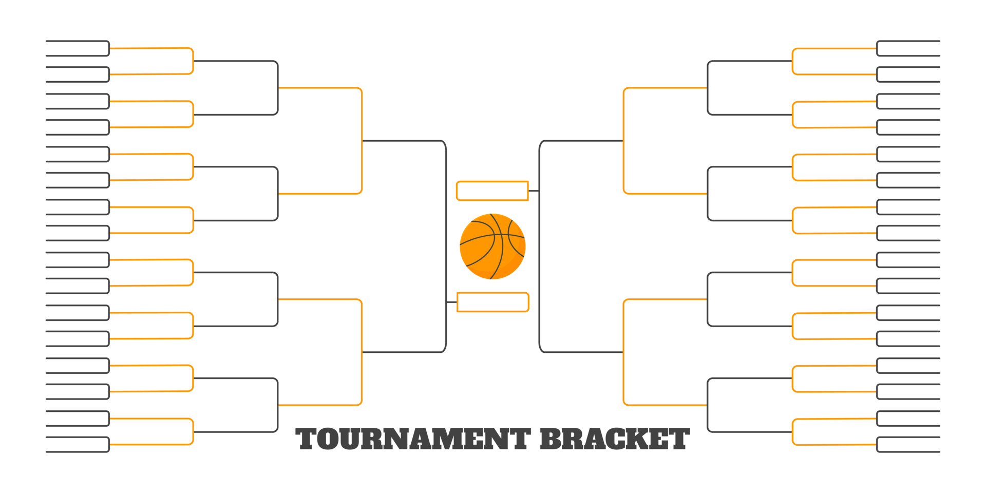 64 team tournament bracket championship template flat style design