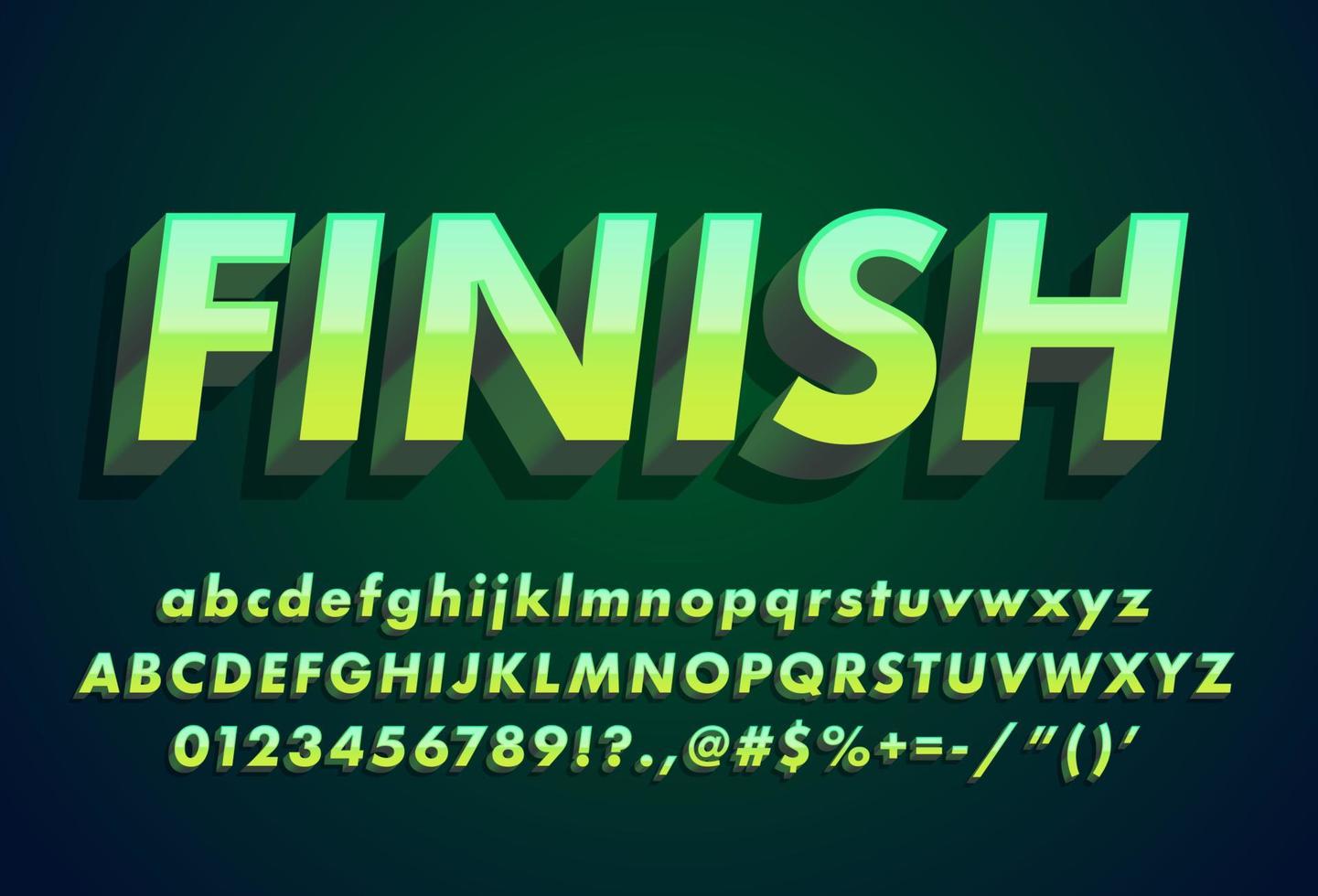 Text effect with modern 3d design, gradient font complete set alphabet vector