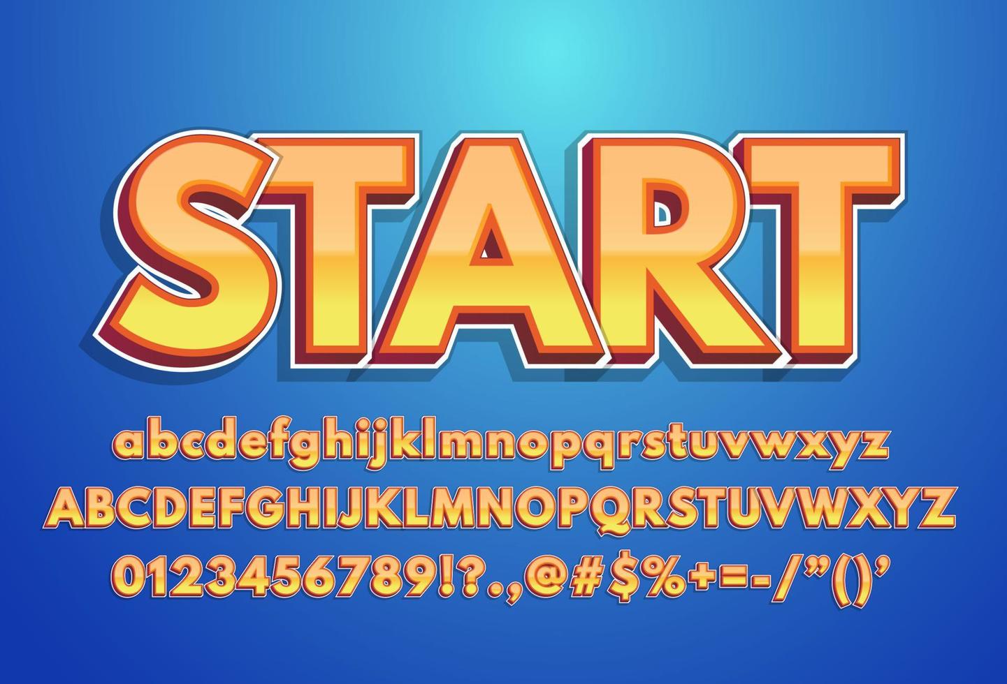Text effect with modern 3d design, gradient font complete set alphabet vector