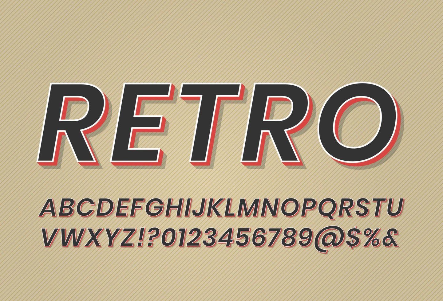 Fuente retro vintage con efecto de texto de extrusión 3d, logotipo retro antiguo vector