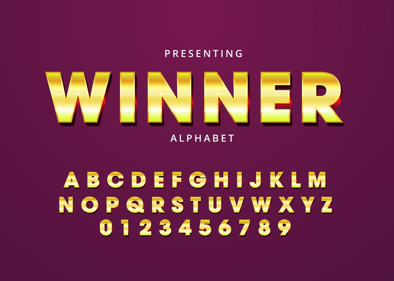 Gold metal custom font design, set of alphabet and number vector