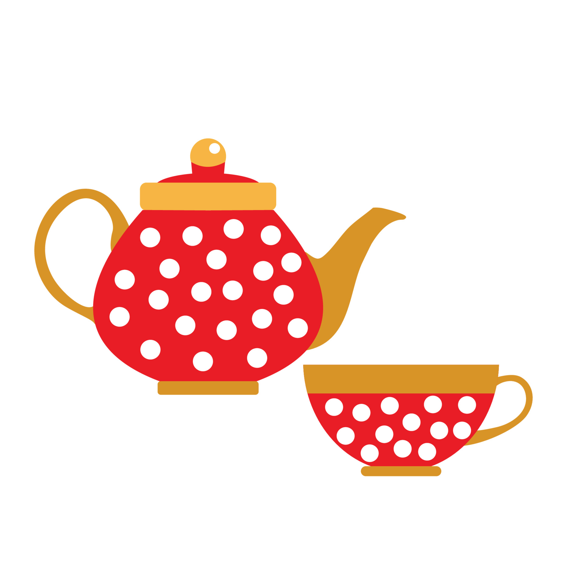 The teapot and cup icon. Tea symbol. Flat Vector illustration set