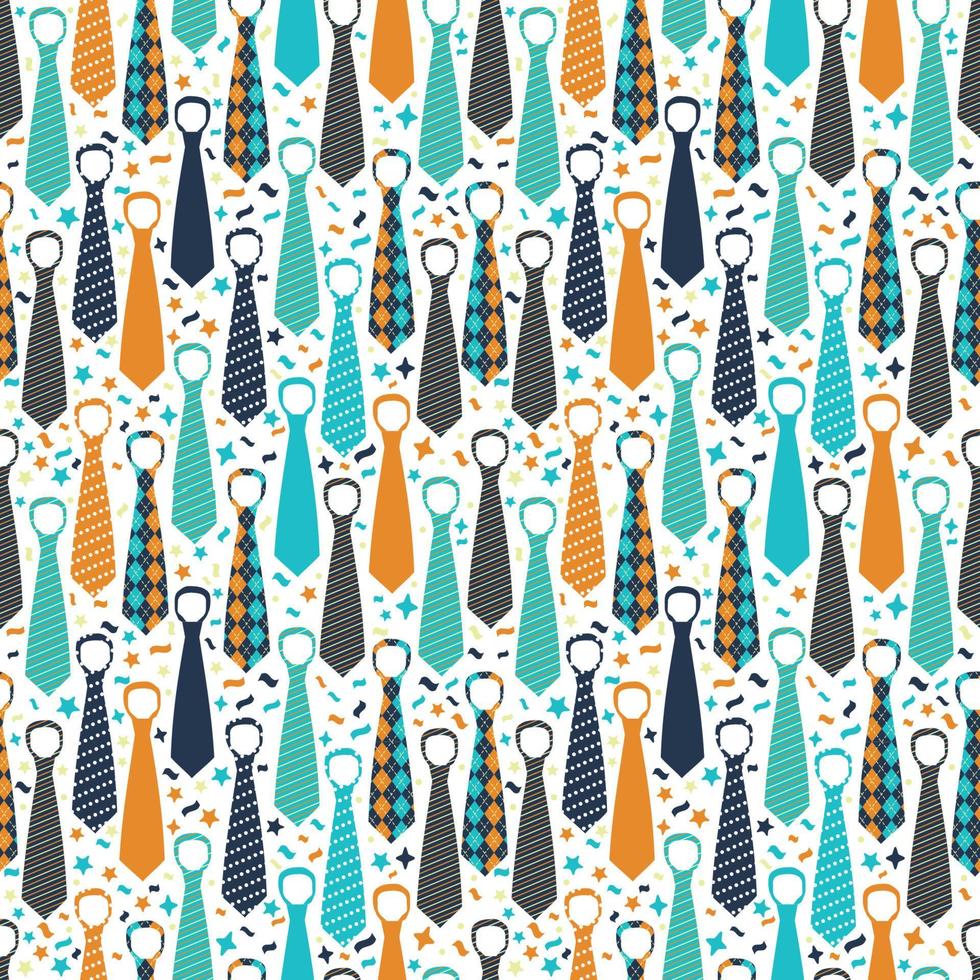Happy Father's Day, holiday card with ties. Seamless pattern. vector