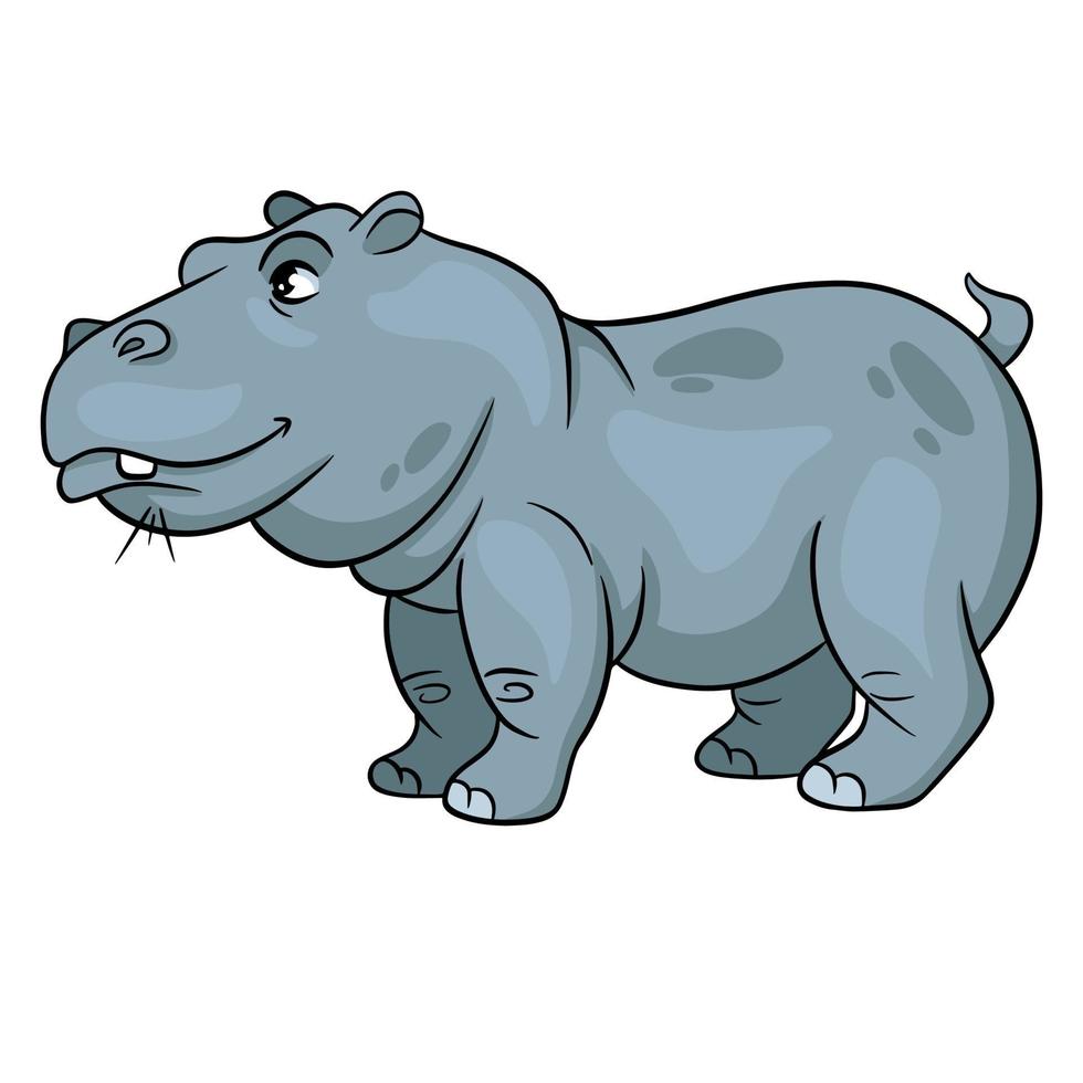 Animal character funny hippo in cartoon style. vector