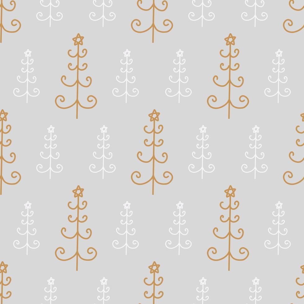 Christmas and New Year symbols tree seamless pattern. Vector cute print. Digital paper. Design element