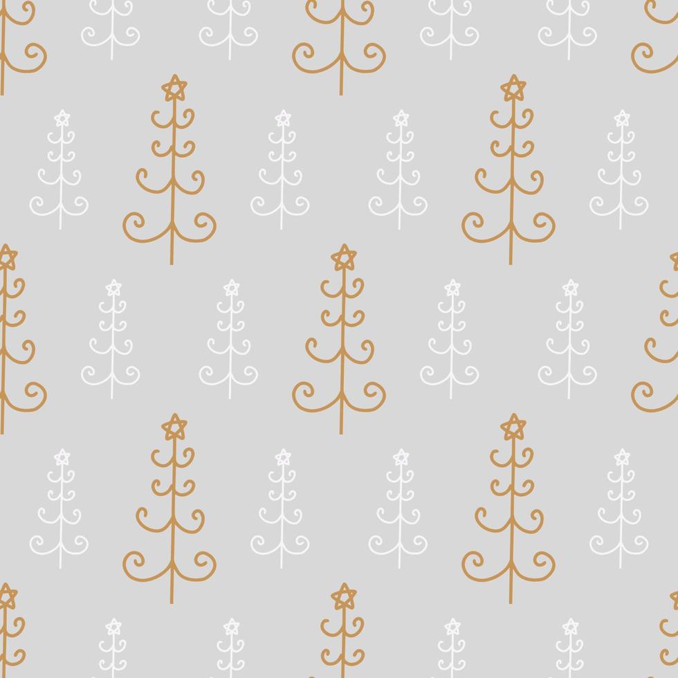 Christmas and New Year symbols tree seamless pattern. Vector cute print. Digital paper. Design element