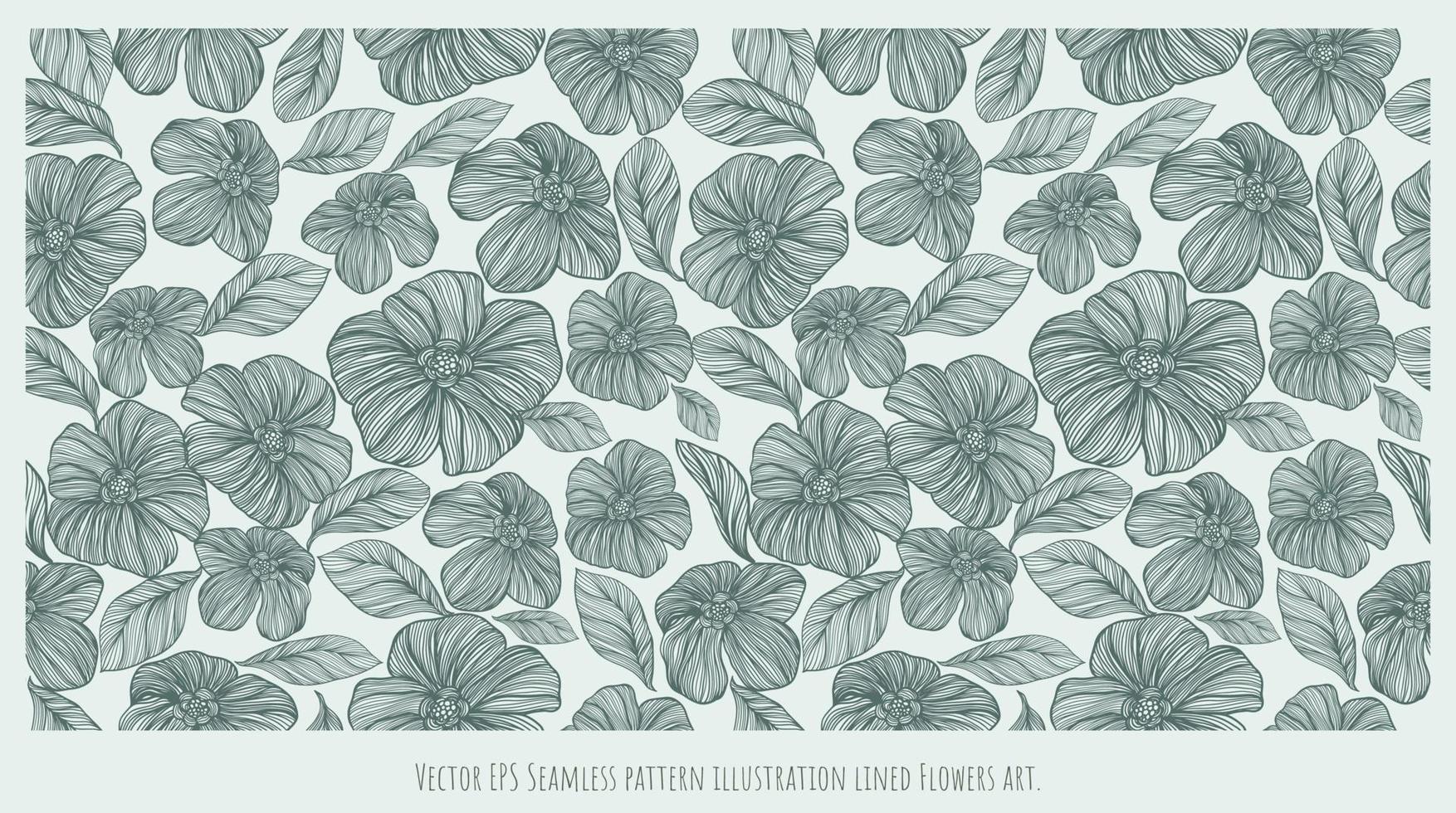 Vector EPS Seamless pattern illustration lined Flowers art