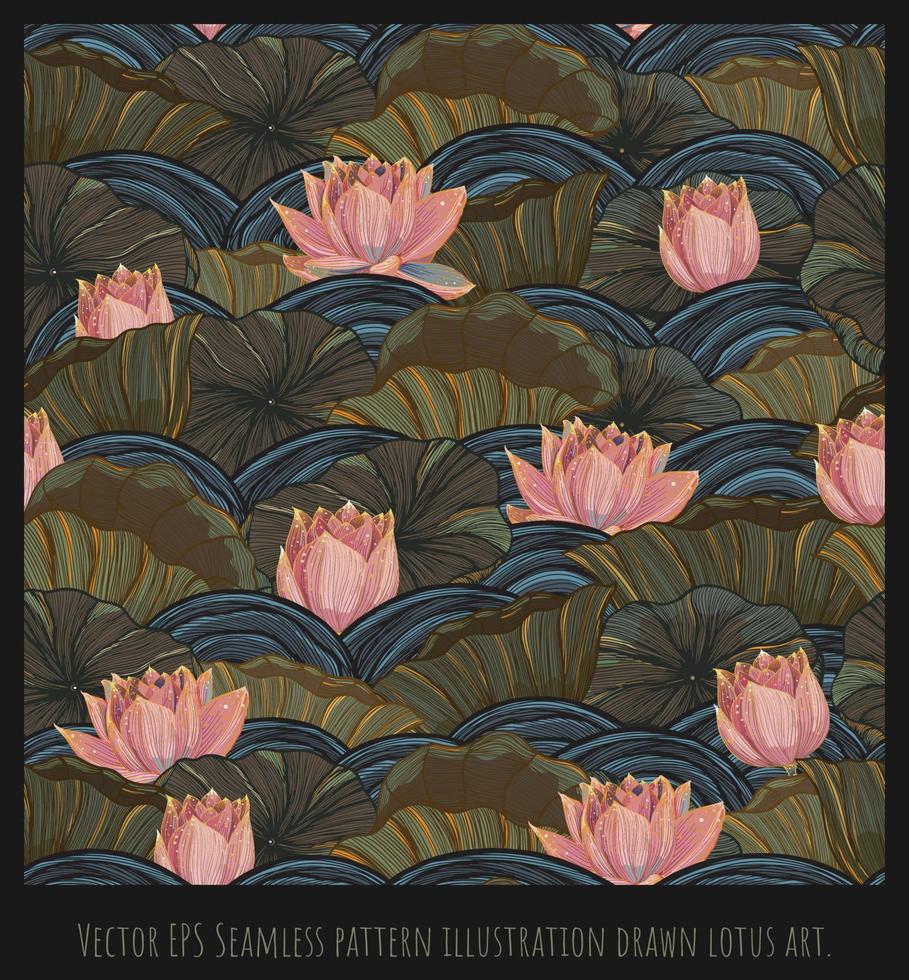 Vector EPS Seamless pattern illustration drawn lotus art