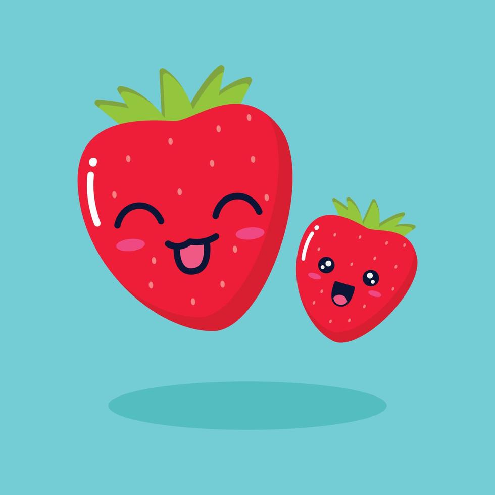 cute strawberry character illustration vector