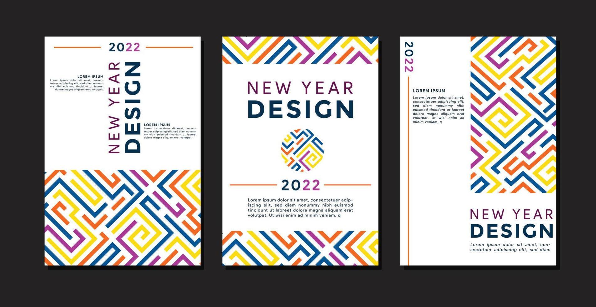 establecer el concepto de diseño de logotipo de carteles de feliz año nuevo 2022. plantillas de portada, pancartas. vector