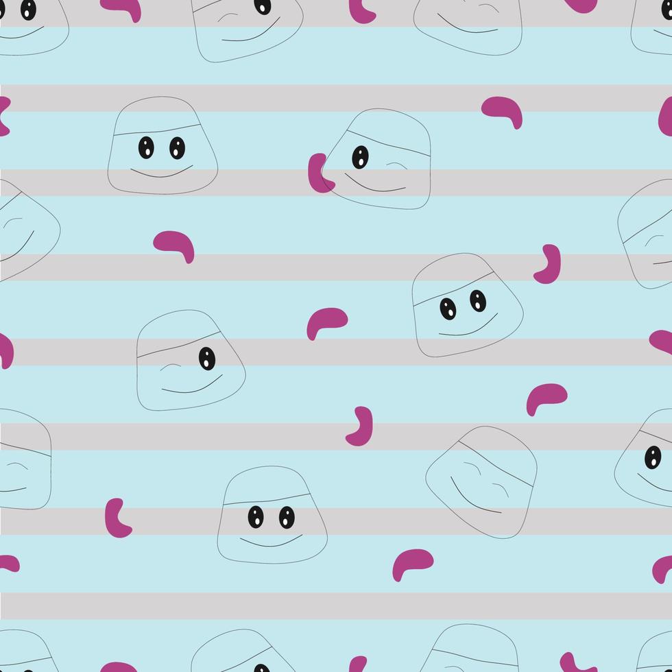 Cute cartoon head seamless pattern with lines vector