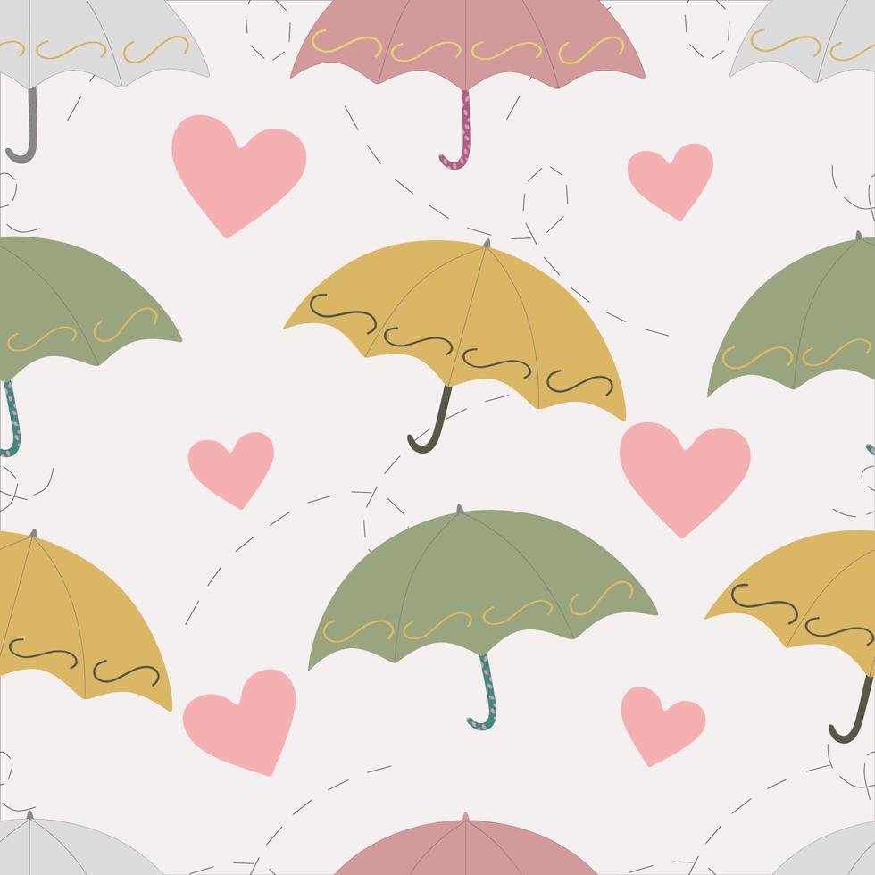 seamless pattern of colorful umbrellas with love and wind vector
