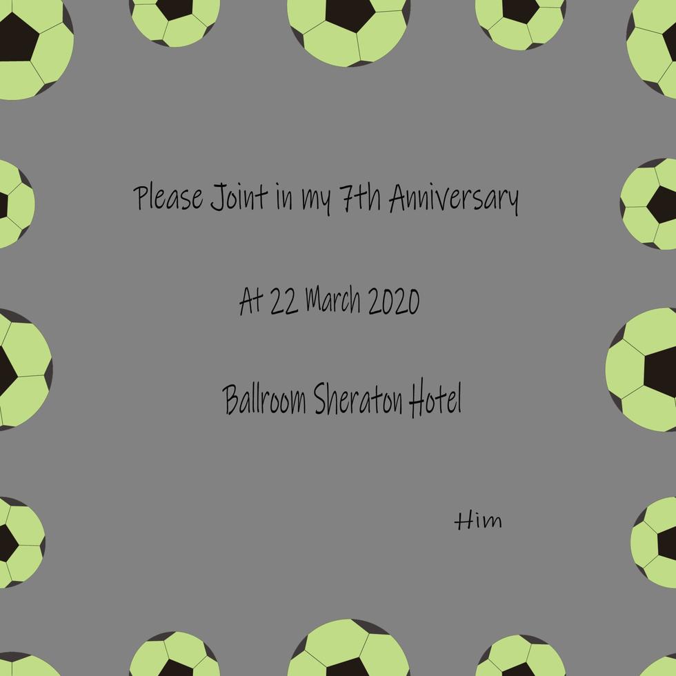 invitation card with a soccer ball pattern vector