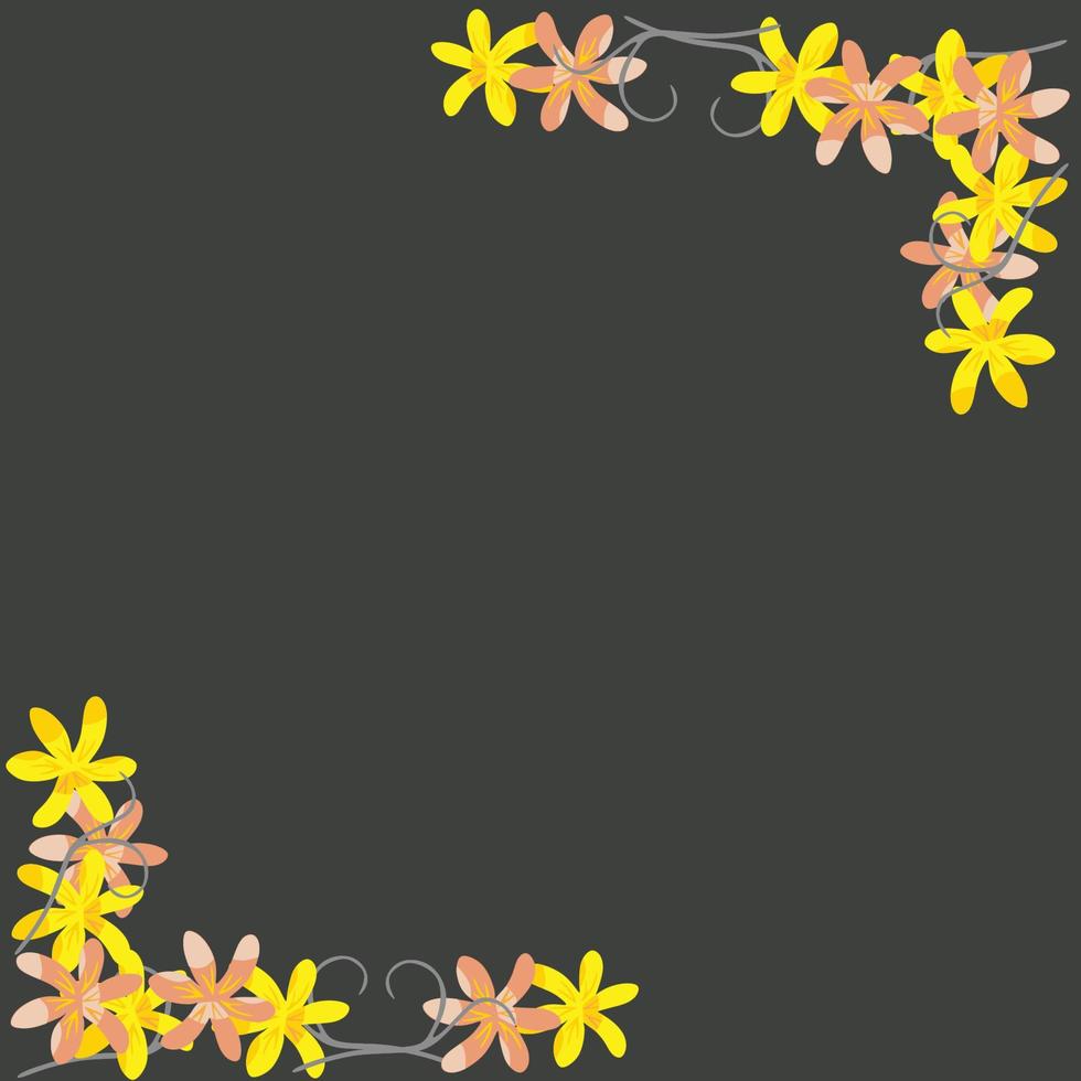 frame card with minimalist flower designs vector