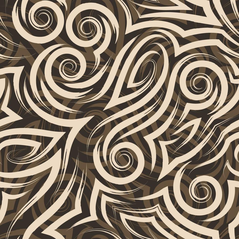 Vector seamless beige pattern painted with paint on a brown background for decor. Texture for curtains fabrics or wrapping paper