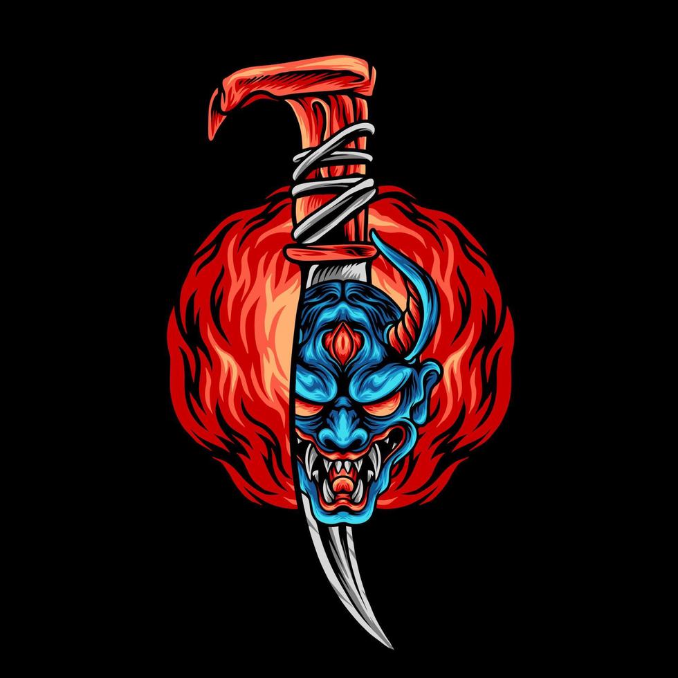 Devil Mask on Knife vector