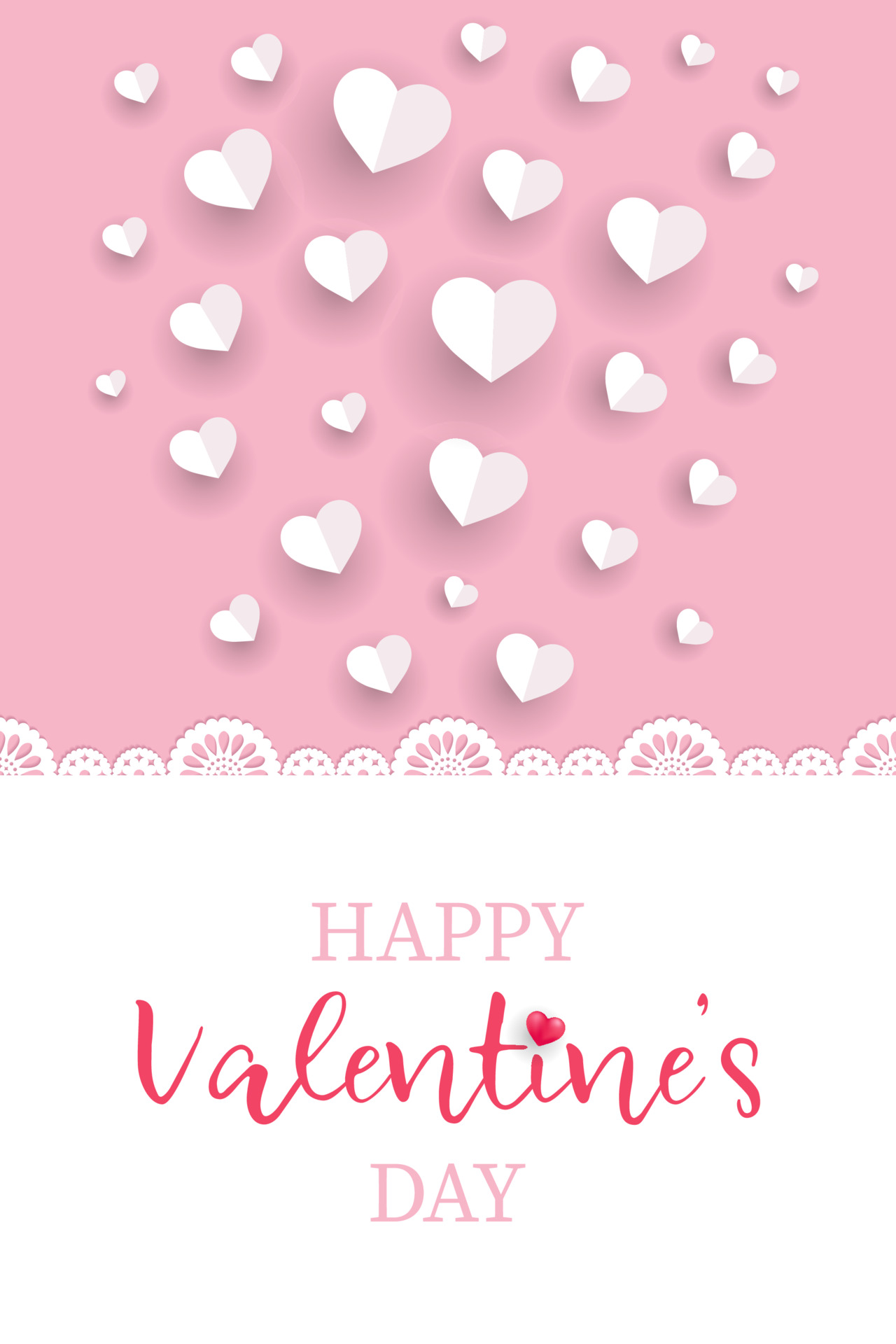 Happy Valentine s Day greeting card or banner with withe paper cut tape ...