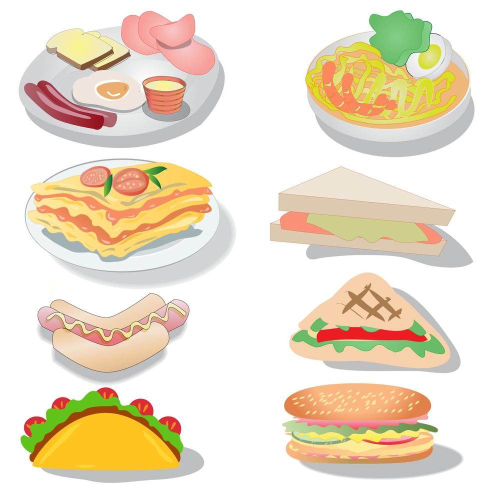 signo de comida y conjunto de iconos vector