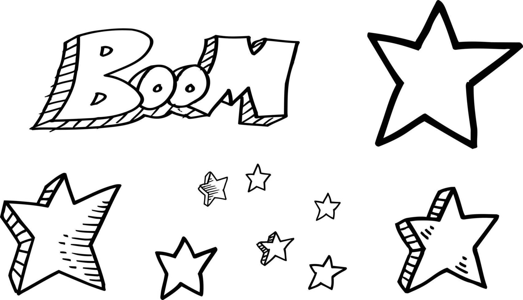 black boom star Doodles set design new.eps vector