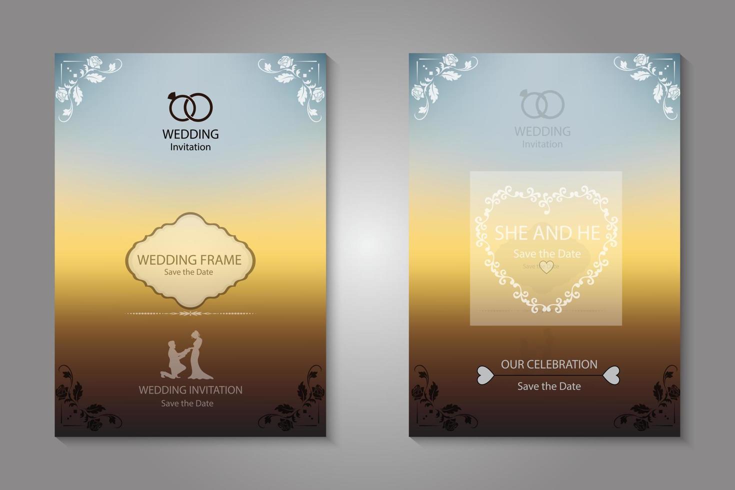 Wedding invitation greeting card templates vector