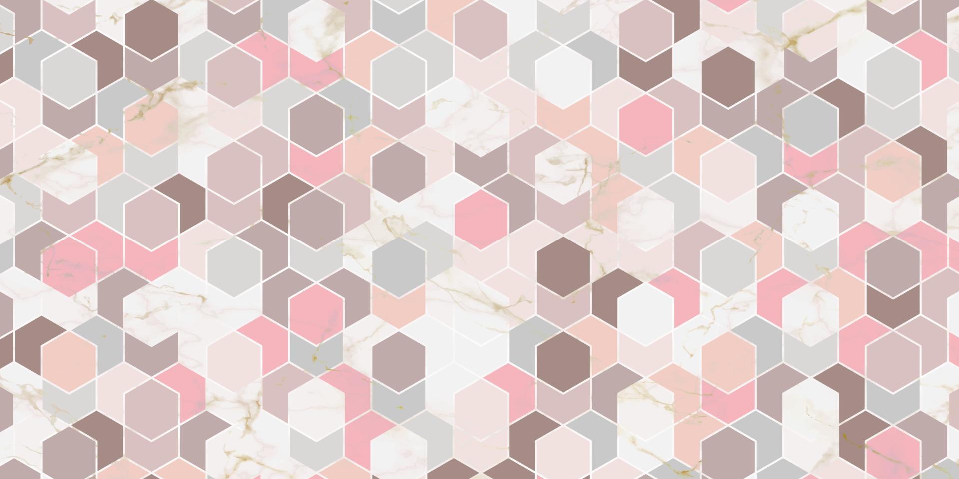 Geometric pattern pink background with marble texture vector