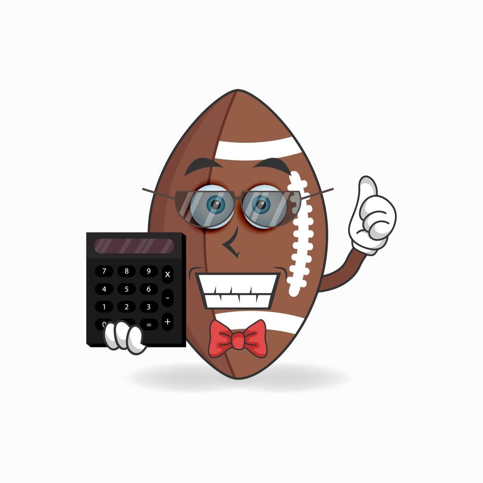 The American Football mascot character becomes an accountant. vector illustration