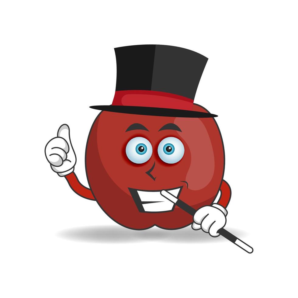 The Apple mascot character becomes a magician. vector illustration