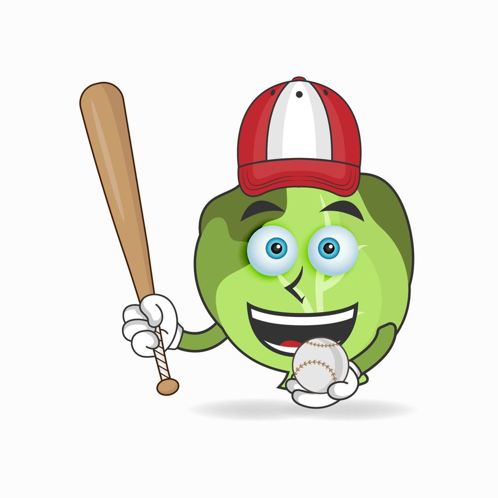 Cabbage mascot character with Cabbage playing gear. vector illustration