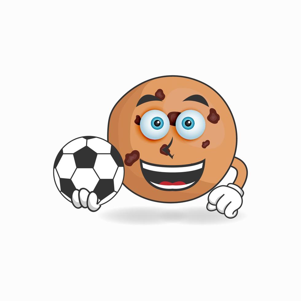 The Cookies mascot character becomes a soccer player. vector illustration