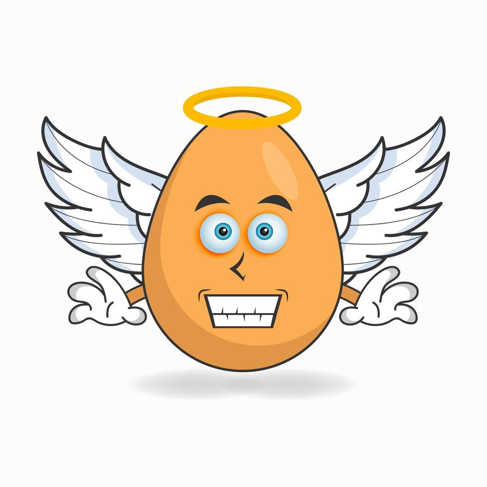 personaje de mascota de huevo vestido como un ángel. ilustración vectorial vector