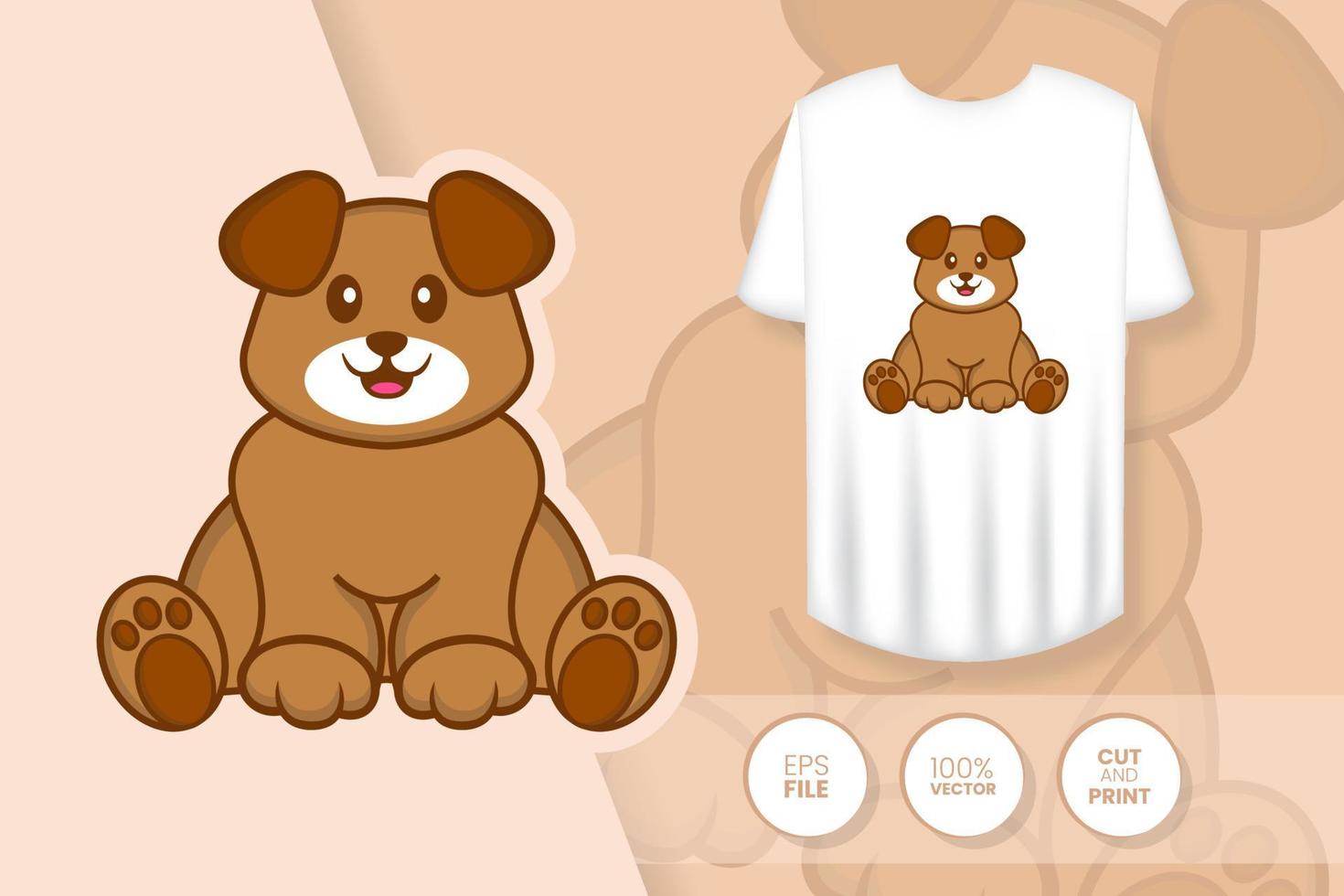 Cute dog cartoon character. Prints on T-shirts, sweatshirts, cases for mobile phones, souvenirs. Isolated vector illustration.