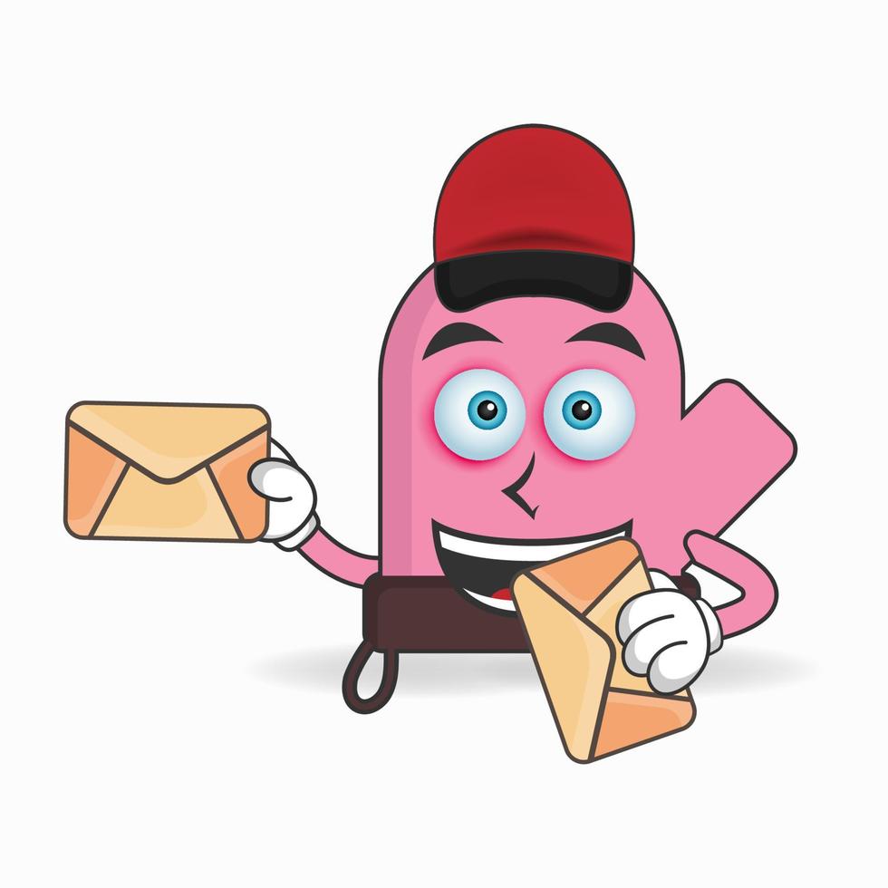 el personaje de la mascota de los guantes se convierte en un repartidor de correo. ilustración vectorial vector