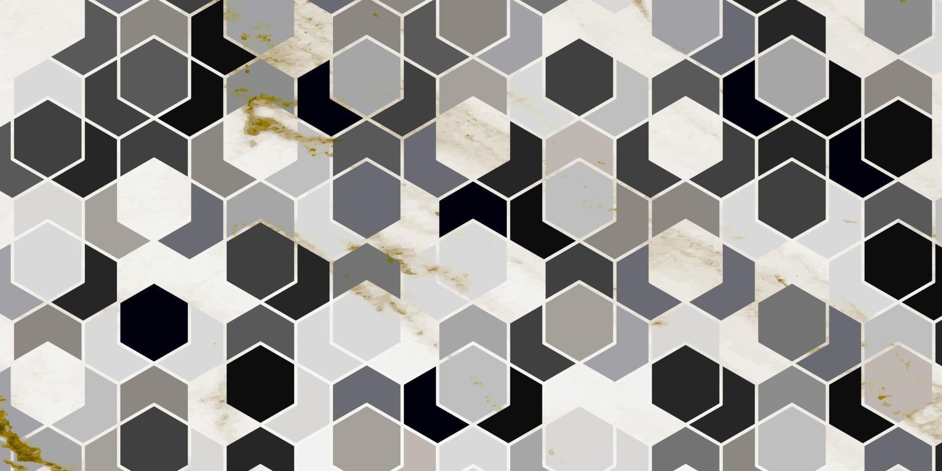 Geometric pattern polygonal and marble gold texture vector