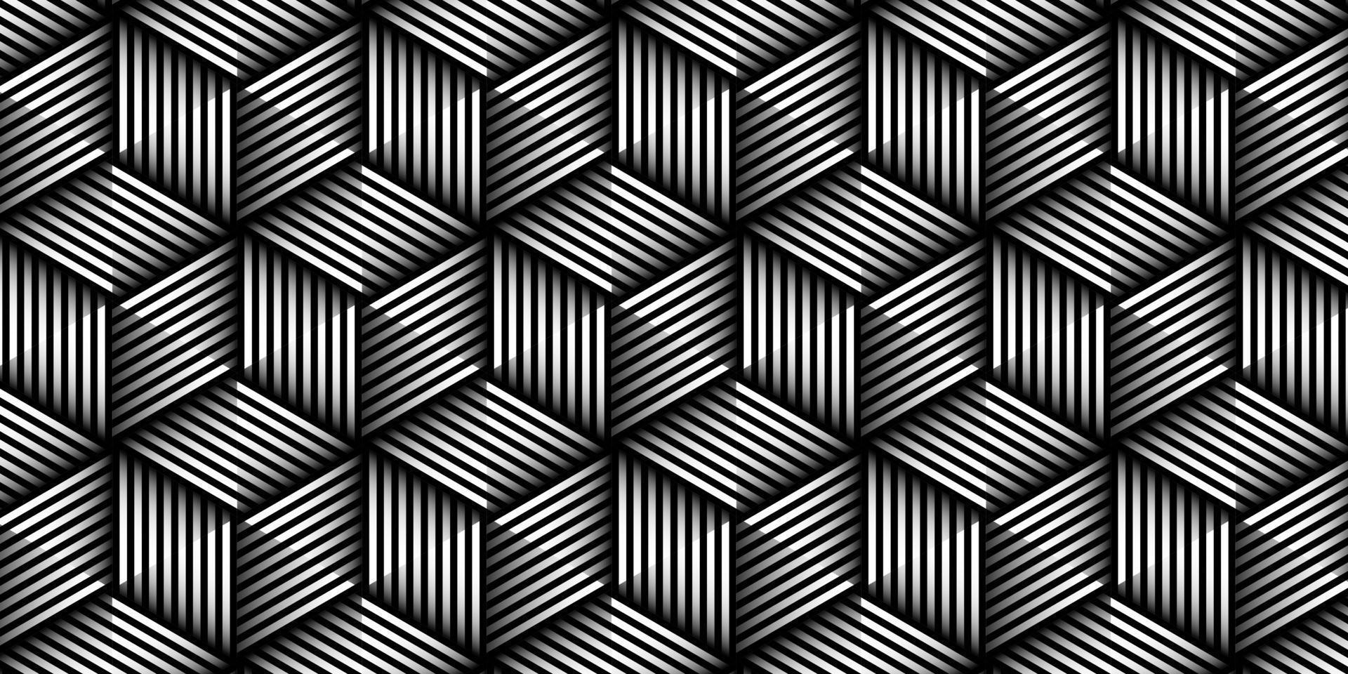 Geometric pattern cube shape monochrome background vector