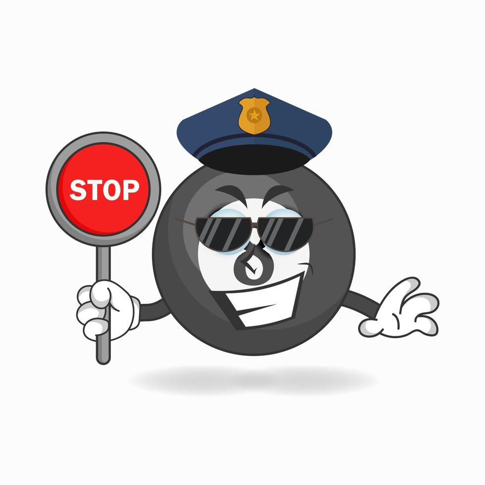 The Billiard ball mascot character becomes a policeman. vector illustration