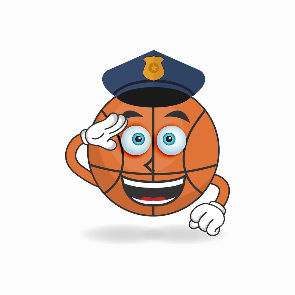 The Basketball mascot character becomes a policeman. vector illustration