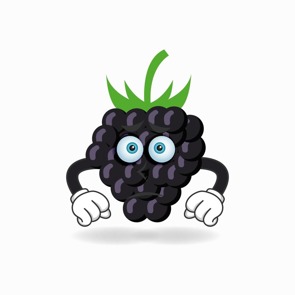 Grape mascot character with sad expression. vector illustration