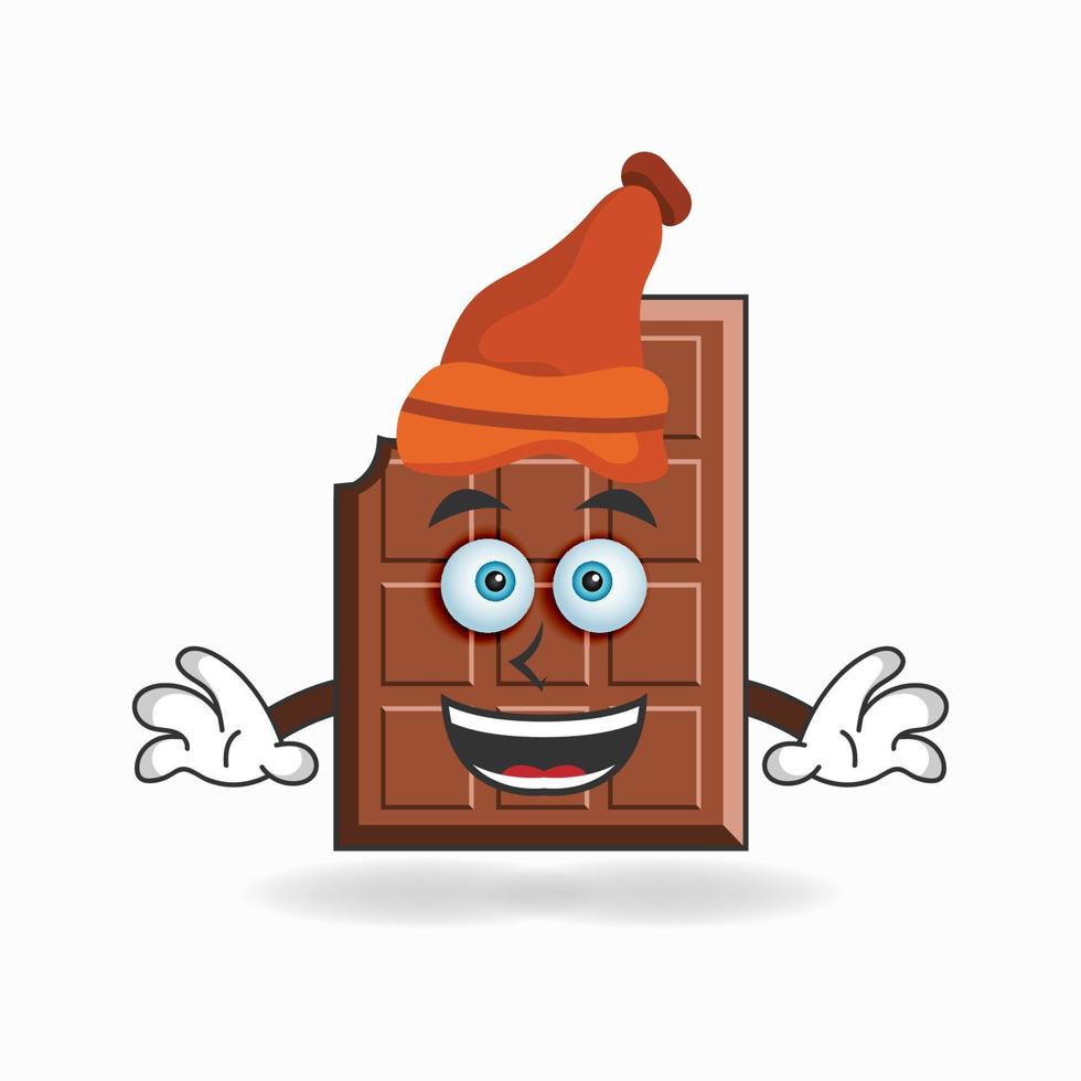 The Chocolate mascot character wearing a hat. vector illustration