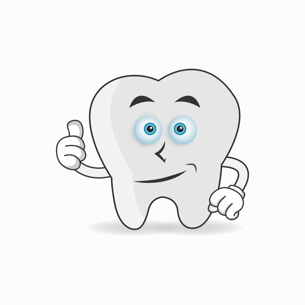 Tooth mascot character with thumbs up bring. vector illustration