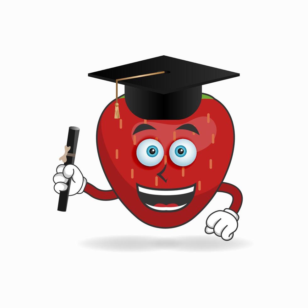 The Strawberry mascot character becomes a scholar. vector illustration