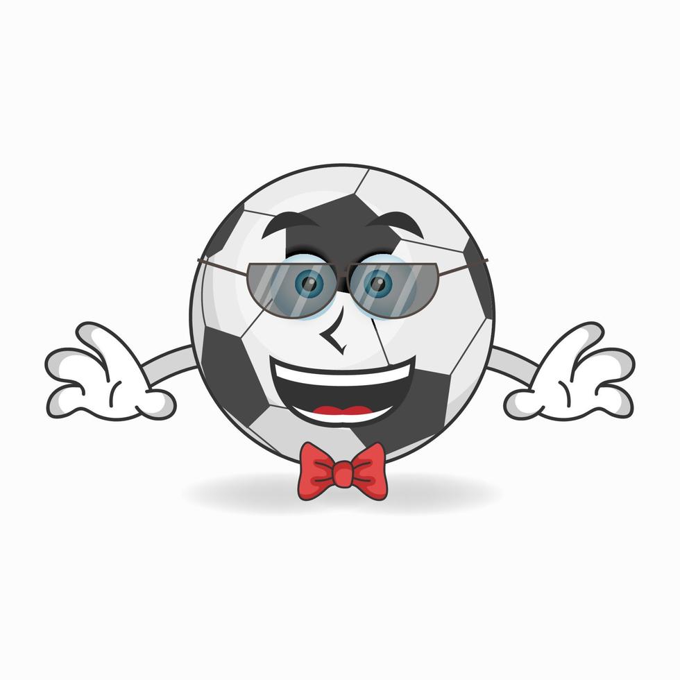 el personaje de la mascota del balón de fútbol se convierte en un hombre de negocios. ilustración vectorial vector