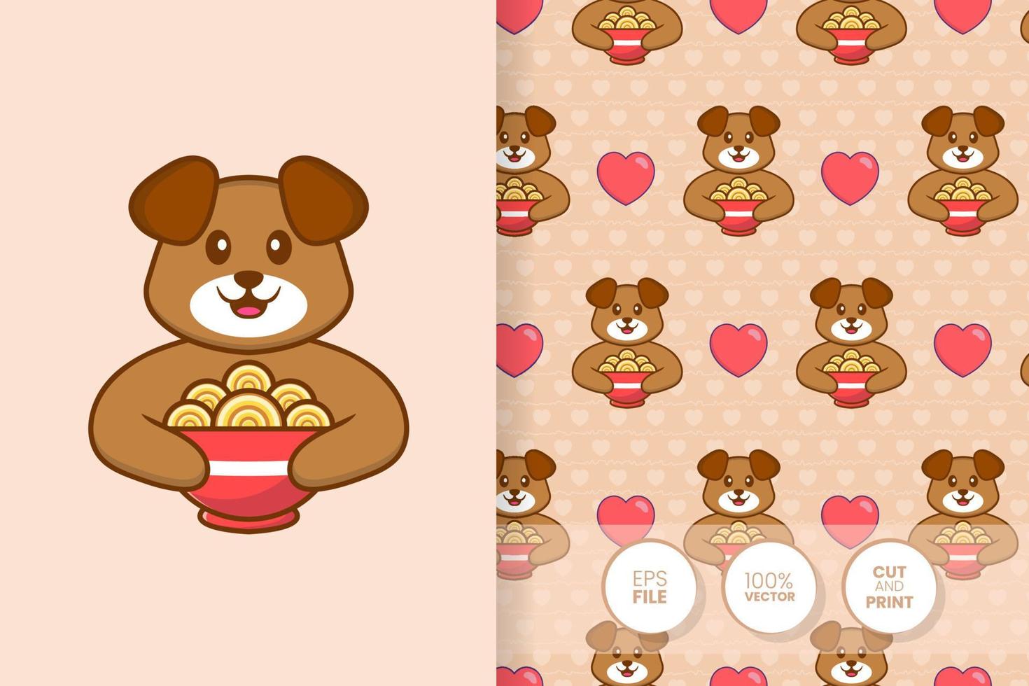 Cute dog cartoon character. seamless pattern background. vector